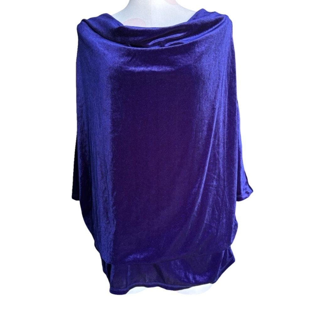 NWT: For Cynthia Velour Drape Cowl Neck Regency Tunic - 2X - Deep Purple - Picture 2 of 8